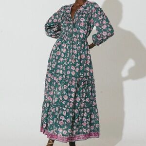 New with tags Cleobella Grace Ankle Dress Color: Jade Floral Size: Small